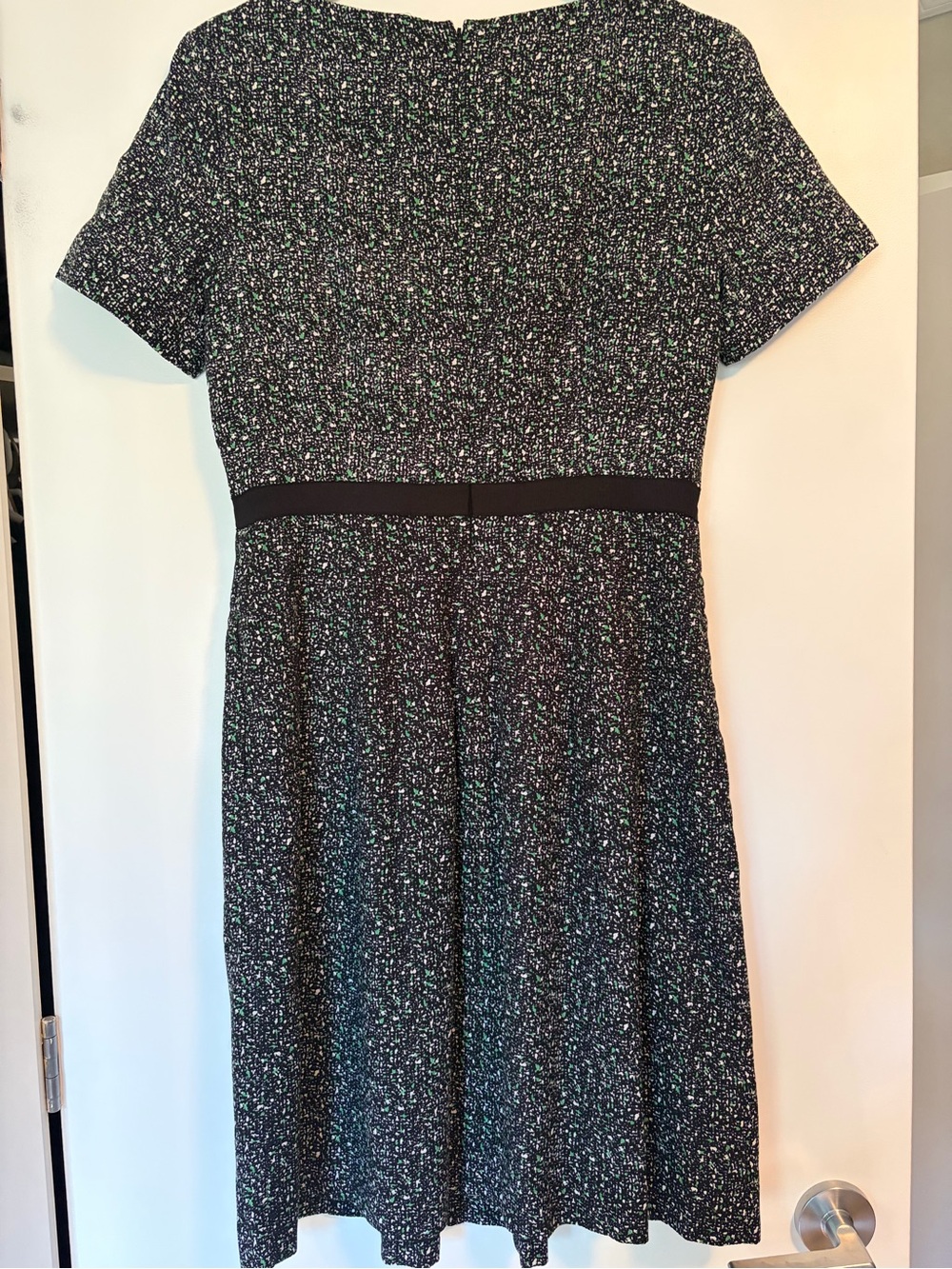 Jigsaw Black Speckled Short-Sleeve Midi Dress